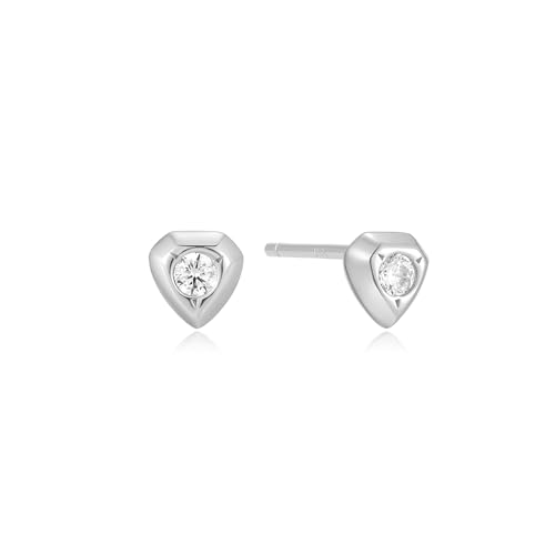 ANIA HAIE Damen Ohrstecker Trailblazer Sparkling Shield Stud Earrings aus 925 Sterling Silber, verziert mit 2 Zirkonia, Größe: 5 x 5 mm, inkl. Geschenkverpackung von ANIA HAIE