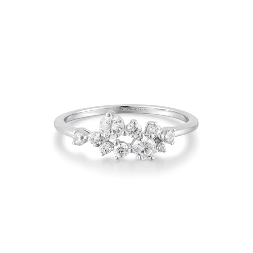 ANIA HAIE Damen Ring Chic Creator Flower Cluster Pavé Ring aus 925 Sterling Silber, besetzt mit 10 Zirkonia, EUR Größe: 52, inkl. Geschenkverpackung von ANIA HAIE