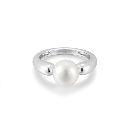 ANIA HAIE Damen Ring Chic Creator Freshwater Sphere Pearl aus 925 Sterling Silber, verziert mit Einer Süßwasserperle, EUR Größe: 56, inkl. Geschenkverpackung von ANIA HAIE
