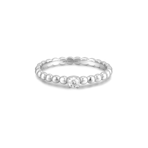 ANIA HAIE Damen Ring Sunshine Chaser Cubic Zirconia Round Dome 925 Sterling Silber, besetzt mit 1 Zirkonia, EUR Größe: 54, inkl. Geschenkverpackung von ANIA HAIE