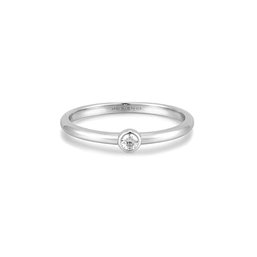 ANIA HAIE Damen Ring Sunshine Chaser Half Round Cubic Zirconia aus 925 Sterling Silber, besetzt mit einem Zirkonia, EUR Größe: 58, inkl. Geschenkverpackung von ANIA HAIE