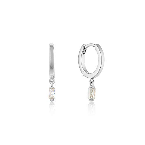 Ania Haie Damen-Creolen Glow Huggi Hoops 925er Silber Zirkonia One Size, Silber 32014131 von ANIA HAIE