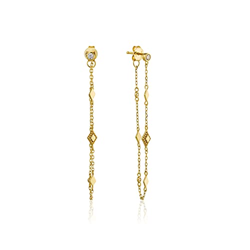 Ania Haie Damen-Ohrhänger Bohemia Chain Stud Earrings 925er Silber Zirkonia One Size Gold 32014166 von ANIA HAIE