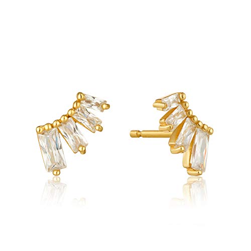 Ania Haie Damen-Ohrstecker Glow Bar Stud Earrings 925er Silber Zirkonia One Size Gold 32014127 von ANIA HAIE