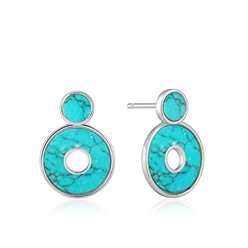 Ania Haie Damen-Ohrstecker Turquoise Disc 925er Silber Türkis One Size Silber, Türkis 32013502 von ANIA HAIE