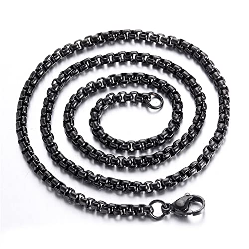 ANIEJUFI Halskette aus Edelstahl, silberfarben, kubanische Gliederkette, Seilbox, Rolokette, Halskette für Männer und Frauen, verschiedene Stile, Metall, Kein Edelstein von ANIEJUFI