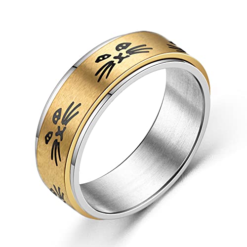 ANIEJUFI Niedlicher Katzen-Spinnerring aus Edelstahl, Tier-Kitty, Fidget-Band-Ringe für Männer, Frauen, Mädchen, Angst- und Stressabbau, Metall, Kein Edelstein ANIEJUFI Niedlicher Katzen-Spinnerring aus Edelstahl, Tier-Kitty, Fidget-Band-Ringe für Männer, Frauen, Mädchen, Angst- und Stressabbau, Metall, Kein Edelstein von ANIEJUFI
