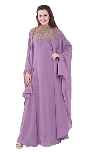 Frauen Farasha Bestickt Kaftan Langes Kleid Faux Georgette Ethnisch, Braut, Abend, Party Kleid mit Free Scarf | Größenfrei von ANIIQ