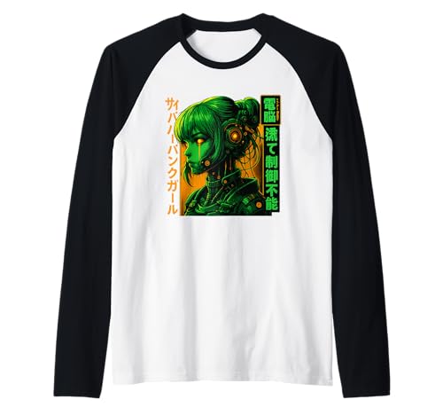 Cyberpunk Anime Girl Futuristischer Cyberpunk-Anime Süßer Roboter Raglan von ANIME MANGA CYBERPUNK AESTHETIC