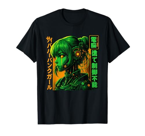 Cyberpunk Anime Girl Futuristischer Cyberpunk-Anime Süßer Roboter T-Shirt von ANIME MANGA CYBERPUNK AESTHETIC