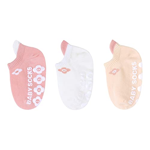 ANIMQUE 3 Paar Baby Kleinkind Socken Sommer Dünn Boden Krabbeln Anti Rutsch Socken Jungen Mädchen Niedrig Geschnittener Knöchelsocken Niedliche Cartoon Sneaker Socken 0-12 Monate, Rosa S von ANIMQUE