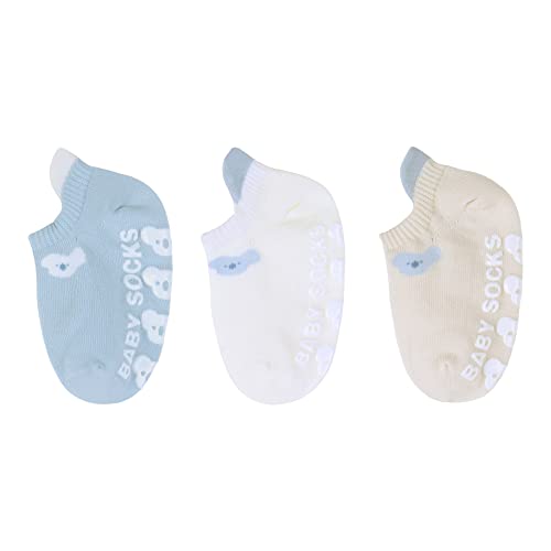 ANIMQUE 3 Paar Baby Kleinkind Socken Sommer Dünn Boden Krabbeln Anti Rutsch Socken Jungen Mädchen Niedrig Geschnittener Knöchelsocken Niedliche Cartoon Sneaker Socken 1-3 Jahre, Blau M von ANIMQUE