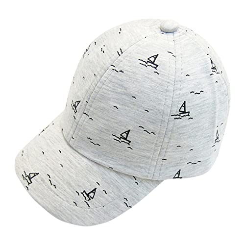 ANIMQUE Baby Baseball Kappe Kinder Frühling Verstellbare Schirmmütze Junge Druck Freien Sommer Sonnenschutz Hut, Segelboot Grau 52 cm von ANIMQUE