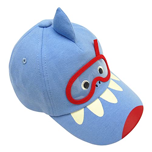 ANIMQUE Baby Baseball Kappe Kleinkind Kind Sonnenhut justierbarer Sommer Karikatur Drucken Hai Schirmmütze Sonnenhüte, Haifisch Blau 50 cm von ANIMQUE