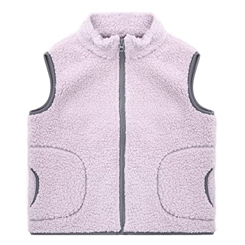 ANIMQUE Baby Kinder Verdicken Fleeceweste Jungen Mädchen Farbblock Weste Stehkragen Reißverschluss Ärmellose Winter Kinderjacke, Violett 100 von ANIMQUE