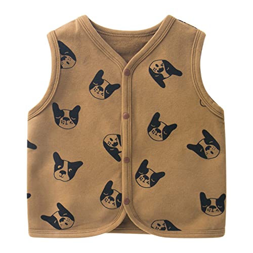 ANIMQUE Baby Unisex Weste Baumwolle Süß Tiere Jungen Mädchen Ärmellos Jacke Top für Kleinkind Hündchen, Kaffee 100 von ANIMQUE