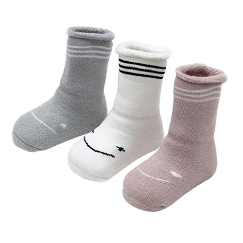 ANIMQUE Baby Winter Socken Dicke Cartoon Tiere 1-3 Jahre Neugeborene Kleinkind Jungen Mädchen Baumwolle Söckchen Warm 3er Pack KTG-M von ANIMQUE