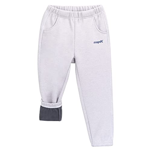 ANIMQUE Jungen Mädchen Fleecehose Winter Lässige Fleece Gefüttert Jogginghose Kleinkind Kinder Verdicken Jogger Hose Einfarbig Elastischer Bündchen Hosen 2-12 Jahre, Hellgrau 110 von ANIMQUE