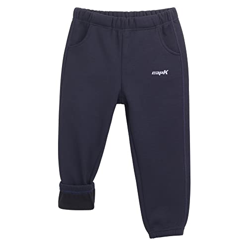 ANIMQUE Jungen Mädchen Fleecehose Winter Lässige Fleece Gefüttert Jogginghose Kleinkind Kinder Verdicken Jogger Hose Einfarbig Elastischer Bündchen Hosen 2-12 Jahre, Marineblau 110 von ANIMQUE