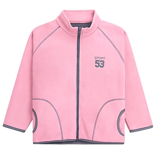 ANIMQUE Jungen Mädchen Polar Fleece Jacke Kleinkind Kinder Reißverschluss Stehkragen Fleecejacke Herbst Winter Winddicht Warm Langarm Casual Oberbekleidung 2-16 Jahre, Rosa 140 von ANIMQUE