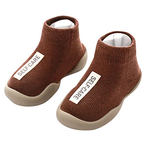 ANIMQUE Kinder Anti Rutsch Socken Schuhe Babyschuhe rutschfeste Sohle Lauflernschuhe Krabbelschuhe Weich Bequem 22/23, Schokolade (MB) von ANIMQUE