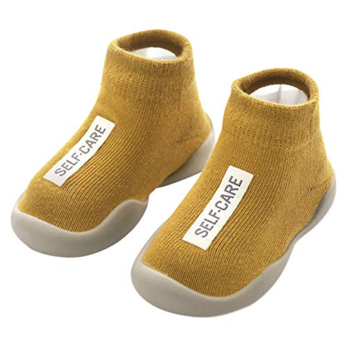 ANIMQUE Kinder Anti Rutsch Socken Schuhe Babyschuhe rutschfeste Sohle Lauflernschuhe Krabbelschuhe Weich Bequem 20/21, Ingwer (MB) von ANIMQUE