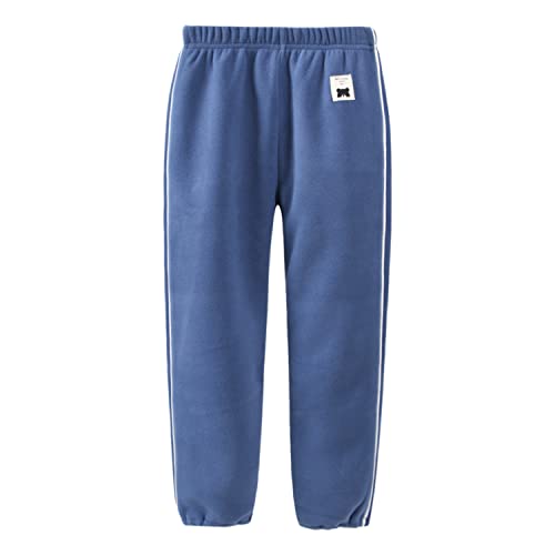 ANIMQUE Kinder Fleecehose Winter Jogginghose Poalr Fleece Gefüttert Jungen Mädchen Elastischer Bündchen Hosen, Blau 110 von ANIMQUE