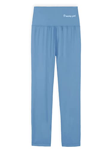 Kinder Leggings Hohe Taille Sport Hose Basic Uni Mädchen Blickdicht Freizeit Sonnenschutz Sporthose, Blau 110 von ANIMQUE