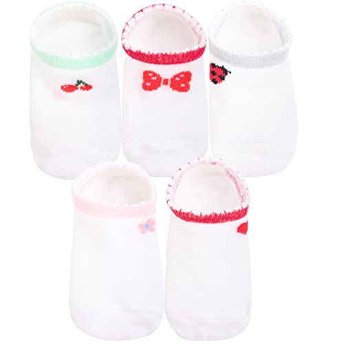 ANIMQUE Kinder Sommersocken Dünn Niedriger Bund Unsichtbare Sneaker Socken 5-7 Jahre Jungen Mädchen Baumwolle Füßlinge Hausschuhe Socken 5er Pack, Schleife L von ANIMQUE