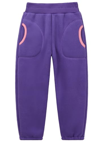 ANIMQUE Kinder Unisex Sweathose Polarfleece Doppelt Verdickt Kleinkind Jungen Mädchen Winter Warm Hose Fleece Gefüttert, Violett 110 von ANIMQUE