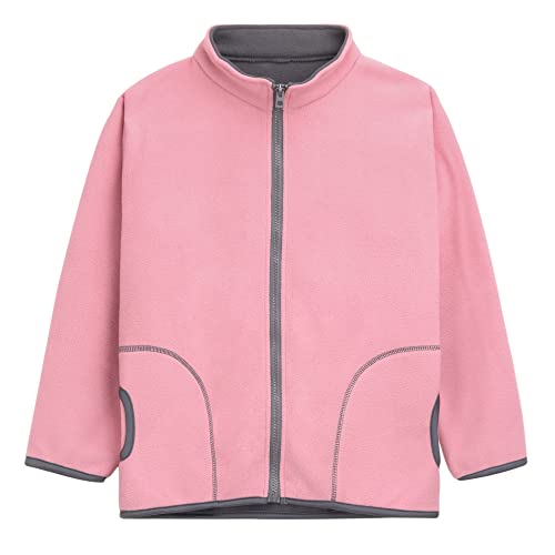 ANIMQUE Kleinkind Polar Fleece Jacke Herbst Winter Einfarbig Stehkragen Reißverschluss Fleecejacke Kinder Jungen Mädchen Warm Langarm Lässig Oberbekleidung 2-15 Jahre, Hellrosa 130 von ANIMQUE