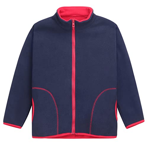 ANIMQUE Kleinkind Polar Fleece Jacke Herbst Winter Einfarbig Stehkragen Reißverschluss Fleecejacke Kinder Jungen Mädchen Warm Langarm Lässig Oberbekleidung 2-15 Jahre, Marineblau 110 von ANIMQUE