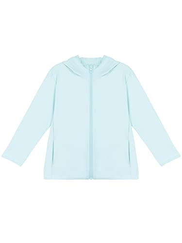 ANIMQUE Kleinkind Sonnenschutz Kapuzenjacke Sommer Eltern-Kind Leichte Langarm Jungen Mädchen Sportjacke Atmungsaktiv Schnelltrocknend Kinder Reißverschluss Outdoor Oberbekleidung, Helles Blau 165 von ANIMQUE