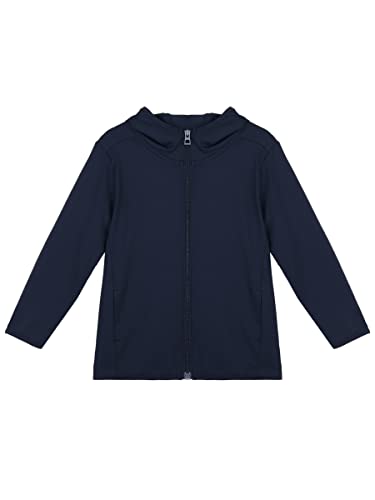 ANIMQUE Kleinkind Sonnenschutz Kapuzenjacke Sommer Eltern-Kind Leichte Langarm Jungen Mädchen Sportjacke Atmungsaktiv Schnelltrocknend Kinder Reißverschluss Outdoor Oberbekleidung, Marineblau 180 von ANIMQUE