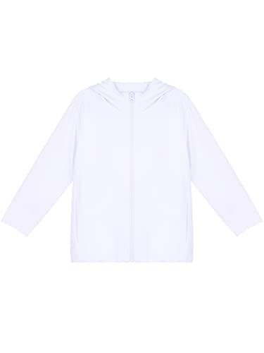ANIMQUE Kleinkind Sonnenschutz Kapuzenjacke Sommer Eltern-Kind Leichte Langarm Jungen Mädchen Sportjacke Atmungsaktiv Schnelltrocknend Kinder Reißverschluss Outdoor Oberbekleidung, Weiß 175 von ANIMQUE