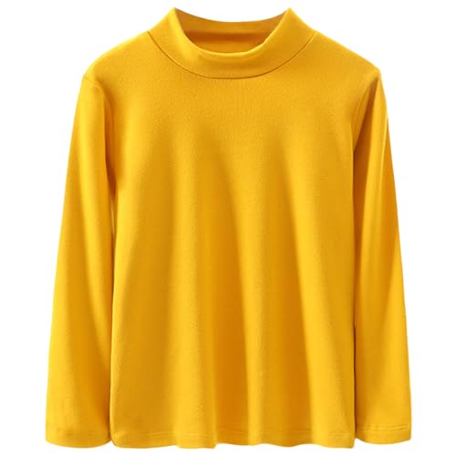 ANIMQUE Kleinkind Thermounterwäsche Erwachsene Stehkragen Oberteile Jungen Mädchen Kinder Herbst Winter Warm Unterwäsche Eltern-Kind Weich Langarmshirt, Gelb 180 von ANIMQUE