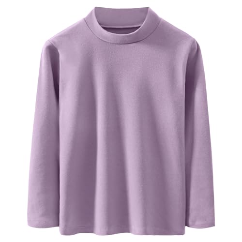 ANIMQUE Kleinkind Thermounterwäsche Erwachsene Stehkragen Oberteile Jungen Mädchen Kinder Herbst Winter Warm Unterwäsche Eltern-Kind Weich Langarmshirt, Violett 180 von ANIMQUE