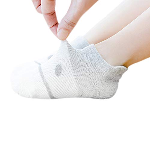 ANIMQUE Unisex Sommer Socken Dünn für Baby Kinder Baumwolle Sneaker Socken Maschen Atmungsaktiv Super Elastisch Täglich Basic 5er Pack (18/21 EU) 6-12 Monate Grau, S von ANIMQUE