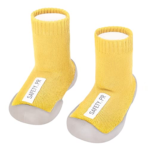 ANIMQUE Winter Dicke Lauflernschuhe Hausschuhe Anti Rutsch Baby Kinder Socken Schuhe Krabbelschuhe rutschfest Sohle Weich 24/25, Ingwer von ANIMQUE