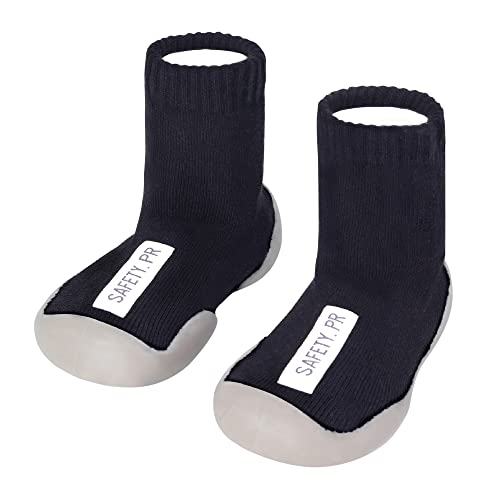 ANIMQUE Winter Dicke Lauflernschuhe Hausschuhe Anti Rutsch Baby Kinder Socken Schuhe Krabbelschuhe rutschfest Sohle Weich 20/21, Schwarz von ANIMQUE