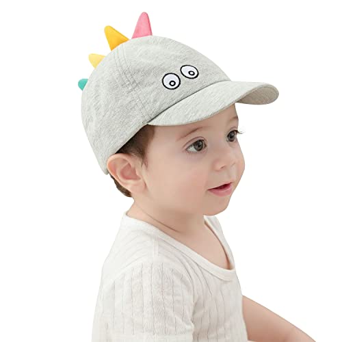 Baby Basecap Kappe Kleinkind Junge Schirmmütze Netter Cartoon Kinder Sommer Freizeit Freien Sonnenhut, Bunter Dinosaurier Grau 46 cm von ANIMQUE