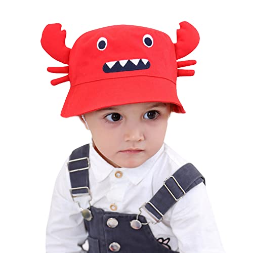 Baby Fischerhut Niedlich Für Kleinkind Jungen Mädchen Eimerhut Krabbe Cartoon Tier Sommer Outdoor Strand Reisekappe, Krabben Muster Rot 52 cm von ANIMQUE