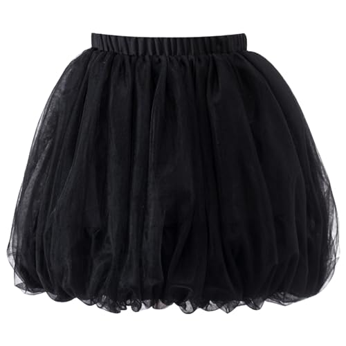 Baby Kleinkind Mädchen Ballon Kurzer Rock Kinder Tuturock Puffy Tüll Kürbisrock Ballett Tutu Rock Elastischer Bund Halloween Kostüm Accessoire, Schwarz S von ANIMQUE