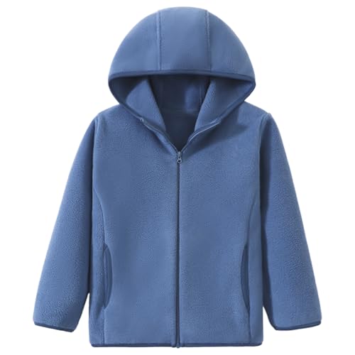Kleinkind Kinder Fleecejacke Erwachsene Polar Fleece Jacke mit Kapuze Jungen Mädchen Reißverschluss Warm Jacken Solide Eltern-Kind Winter Kinderjacke Oberbekleidung Winteroberteile, Dunkelblau 120 von ANIMQUE