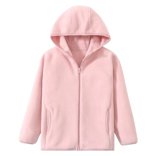 Kleinkind Kinder Fleecejacke Erwachsene Polar Fleece Jacke mit Kapuze Jungen Mädchen Reißverschluss Warm Jacken Solide Eltern-Kind Winter Kinderjacke Oberbekleidung Winteroberteile, Rosa 110 von ANIMQUE
