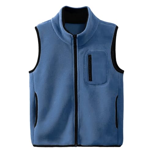 Kleinkind Kinder Fleeceweste Stehkragen Ärmellose Jacke Polar Fleece Reißverschluss Weste Solide Eltern-Kind Leichte Oberteile Oberbekleidung, Blau 110 von ANIMQUE
