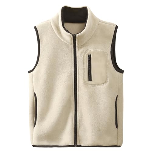 Kleinkind Kinder Fleeceweste Stehkragen Ärmellose Jacke Polar Fleece Reißverschluss Weste Solide Eltern-Kind Leichte Oberteile Oberbekleidung, Khaki 170 von ANIMQUE
