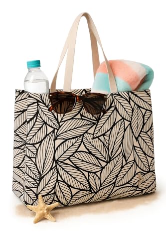 ANIORTECARE Strandtasche für Damen, Strandtasche, Tasche mit Blattmuster, Strandtasche für Damen ANIORTECARE Strandtasche für Damen, Strandtasche, Tasche mit Blattmuster, Strandtasche für Damen von ANIORTECARE