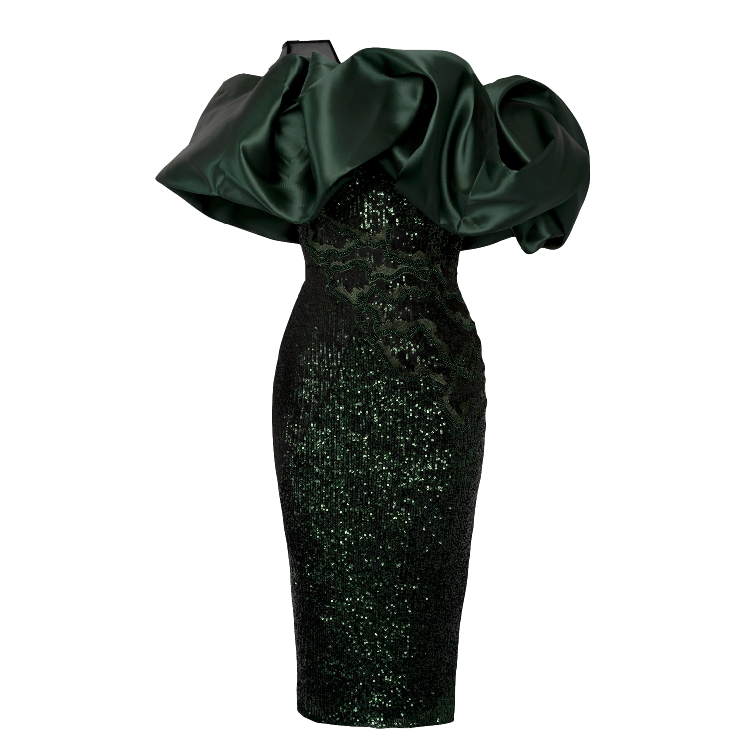 Structured Puffed Off The Shoulder Dress In Green von ANITABEL