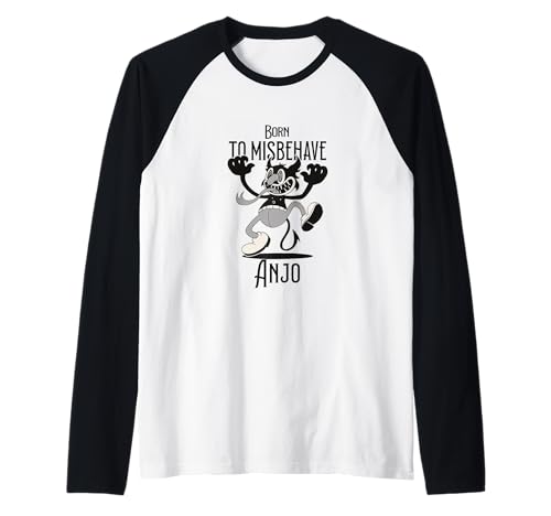 Herren ANJO - Jungen Name mit süßem Teufel - Born to Misbehave Raglan von ANJO Sohn Enkel Geburtstag Geschenkideen